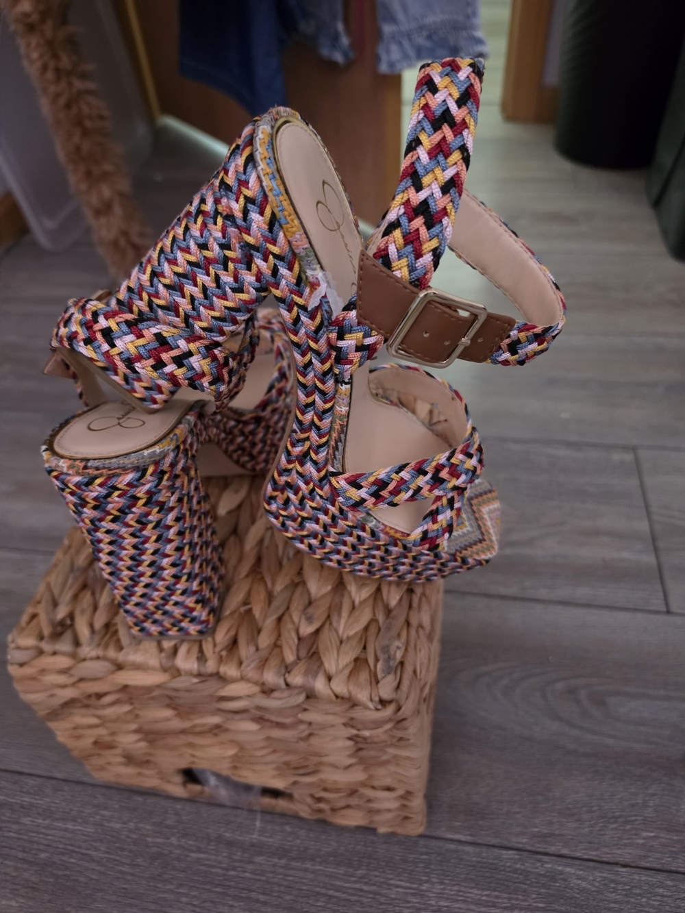 Jessica Simpson Multicolor Braided Platform Sandals